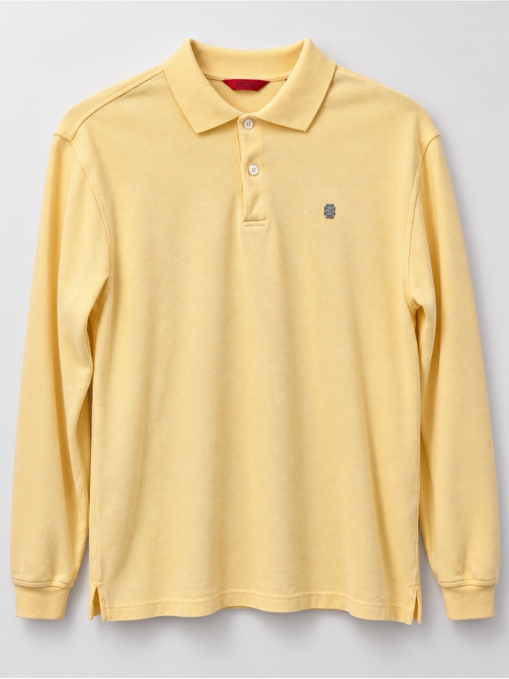Izod Long-Sleeve cotton Polo in Pale Yellow size medium